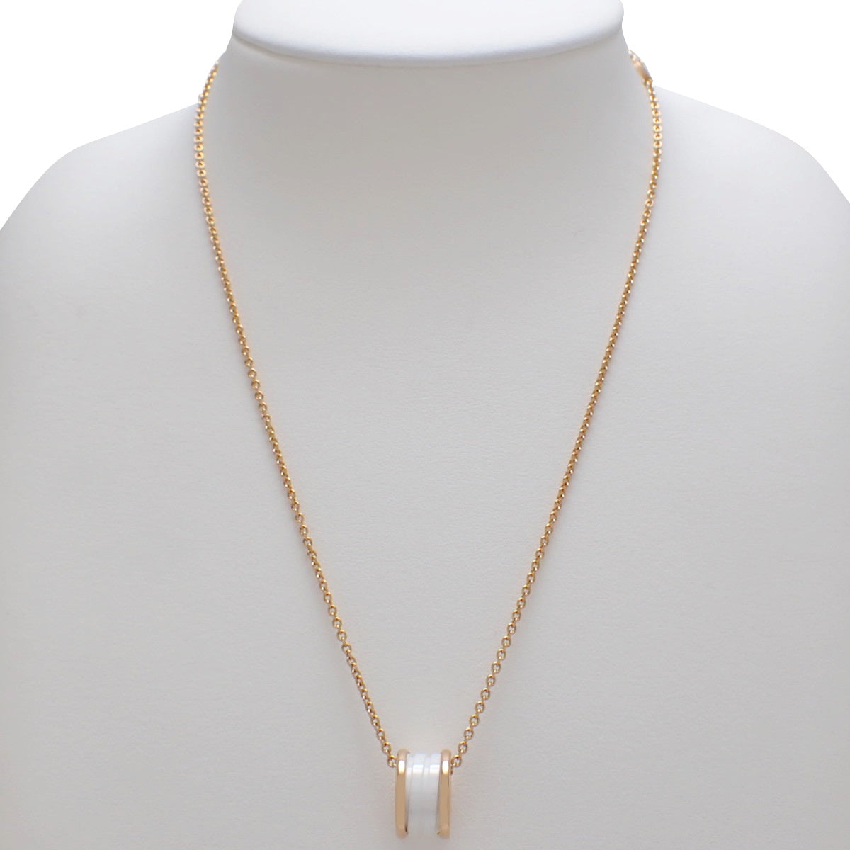 ビー・ゼロワン ネックレス ピンクゴールド K18PG ホワイトセラミック 12.3g