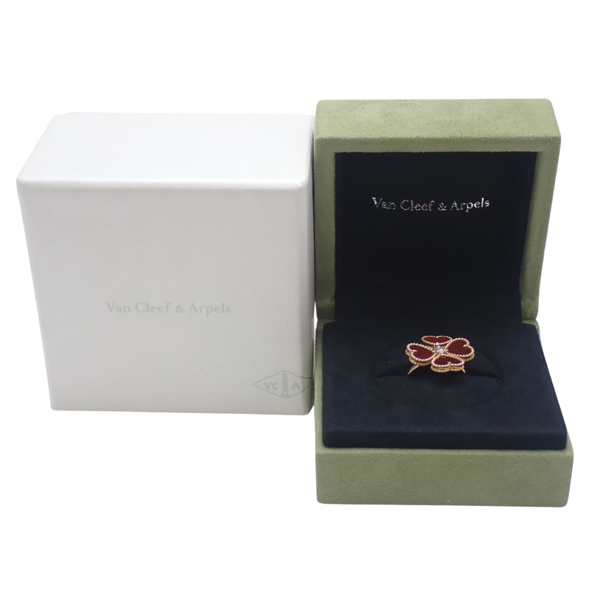 スウィートアルハンブラ エフイヤージュ リング カーネリアン/ダイヤモンド ピンクゴールド K18PG 5.2g