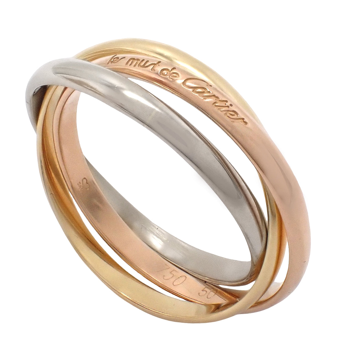 les must de Cartier 三色金戒指 18K黄金 玫瑰金 白金 3.1克