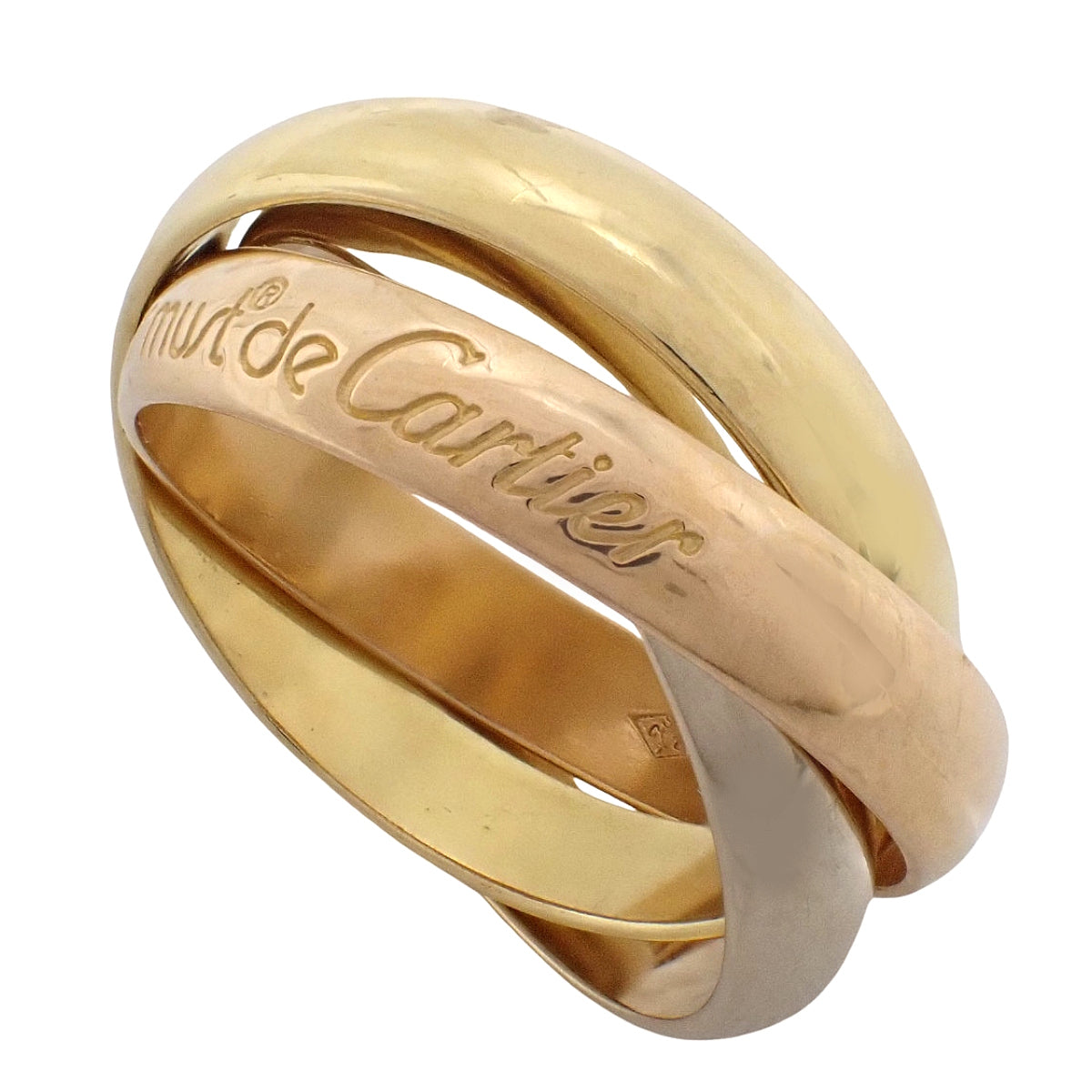 卡地亚 les must de Cartier 三色金戒指 18K黄金 18K玫瑰金 18K白金 7.1g