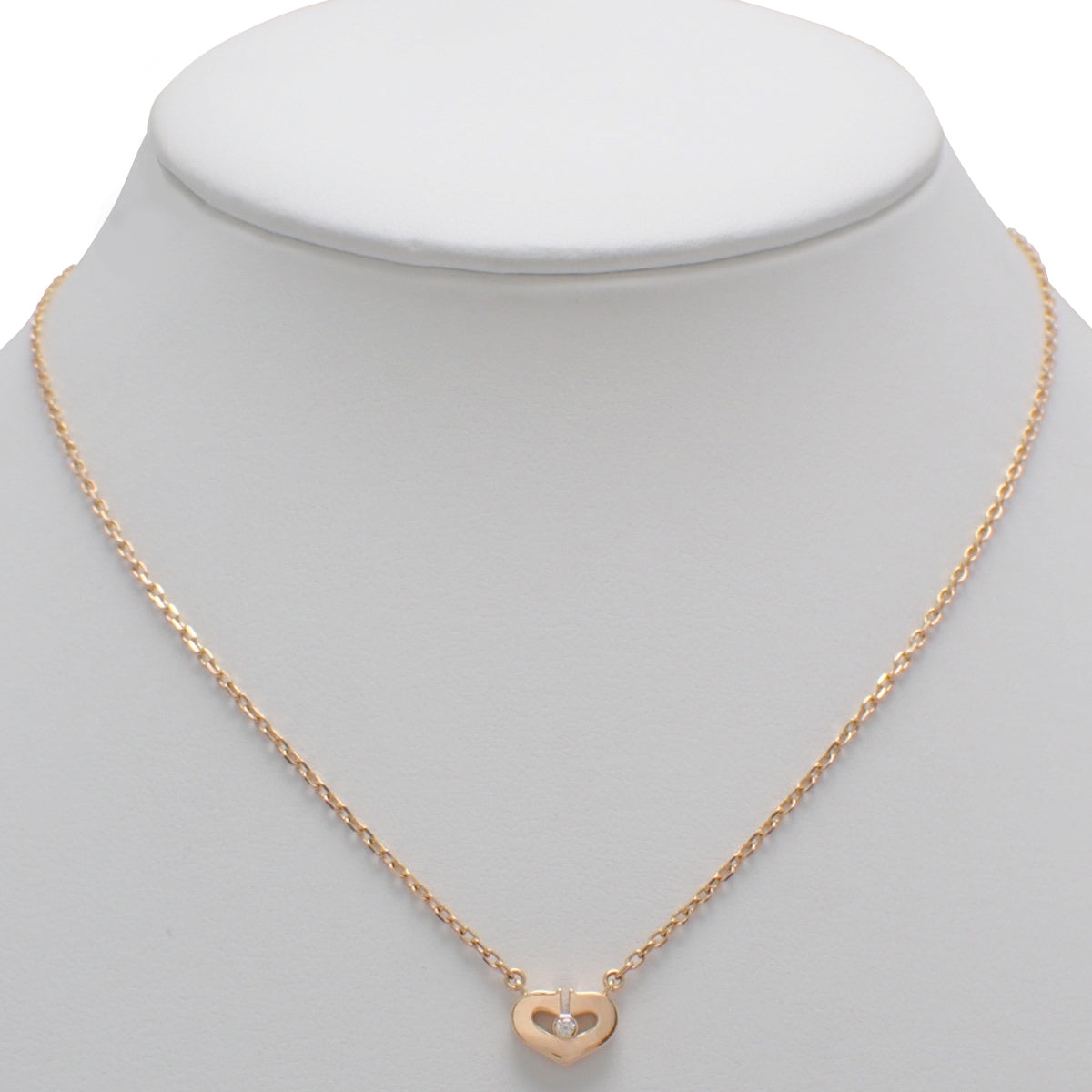 Cハート ペンダント ダイヤモンド ピンクゴールド K18PG 4.1g 1PD