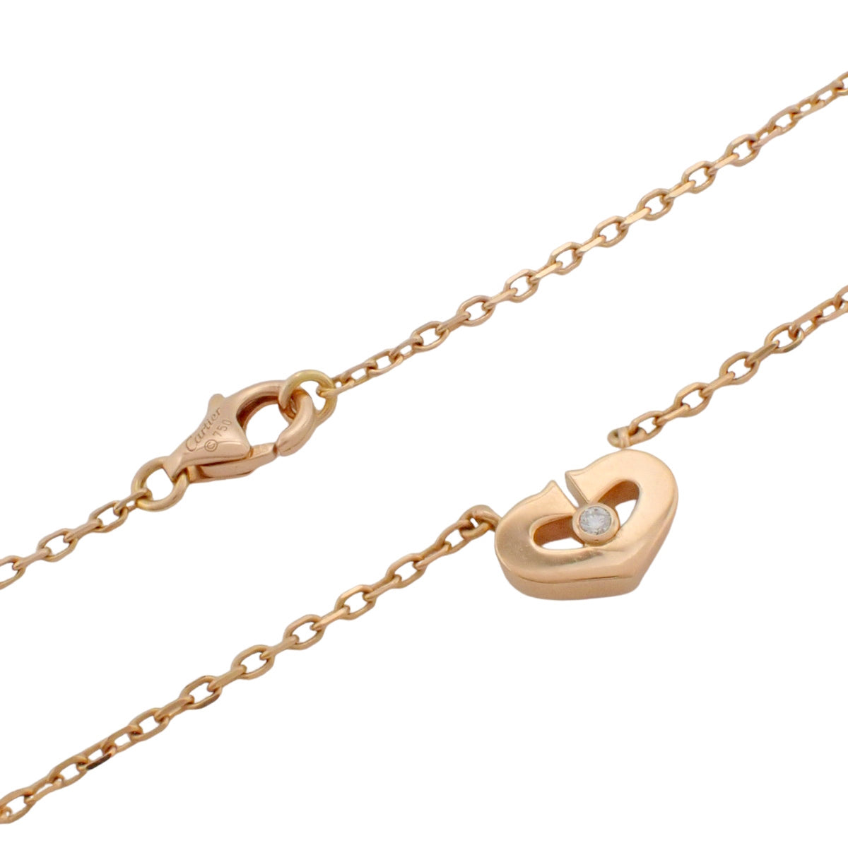 Cハート ペンダント ダイヤモンド ピンクゴールド K18PG 4.1g 1PD