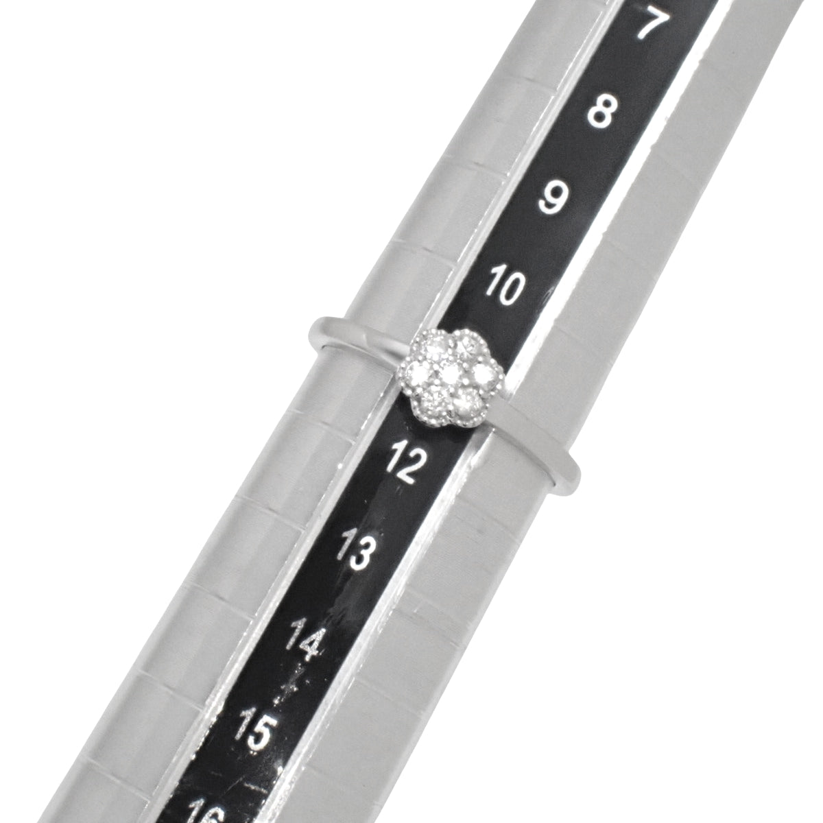 ダイヤモンド フラワーリング ダイヤモンド D0.12 ホワイトゴールド K18WG 11(51)号 1.6g