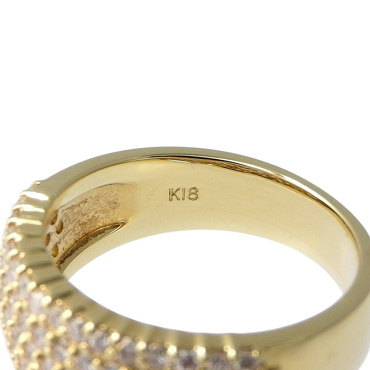 Diamond Ring D1.00 Yellow Gold K18YG Size 11.5 (US 5.75) 7.8g