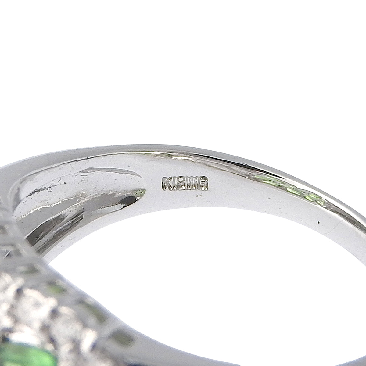 Grossular Garnet Diamond Ring GG1.61/D0.48 K18WG Size 19 (US 9) 7.2g