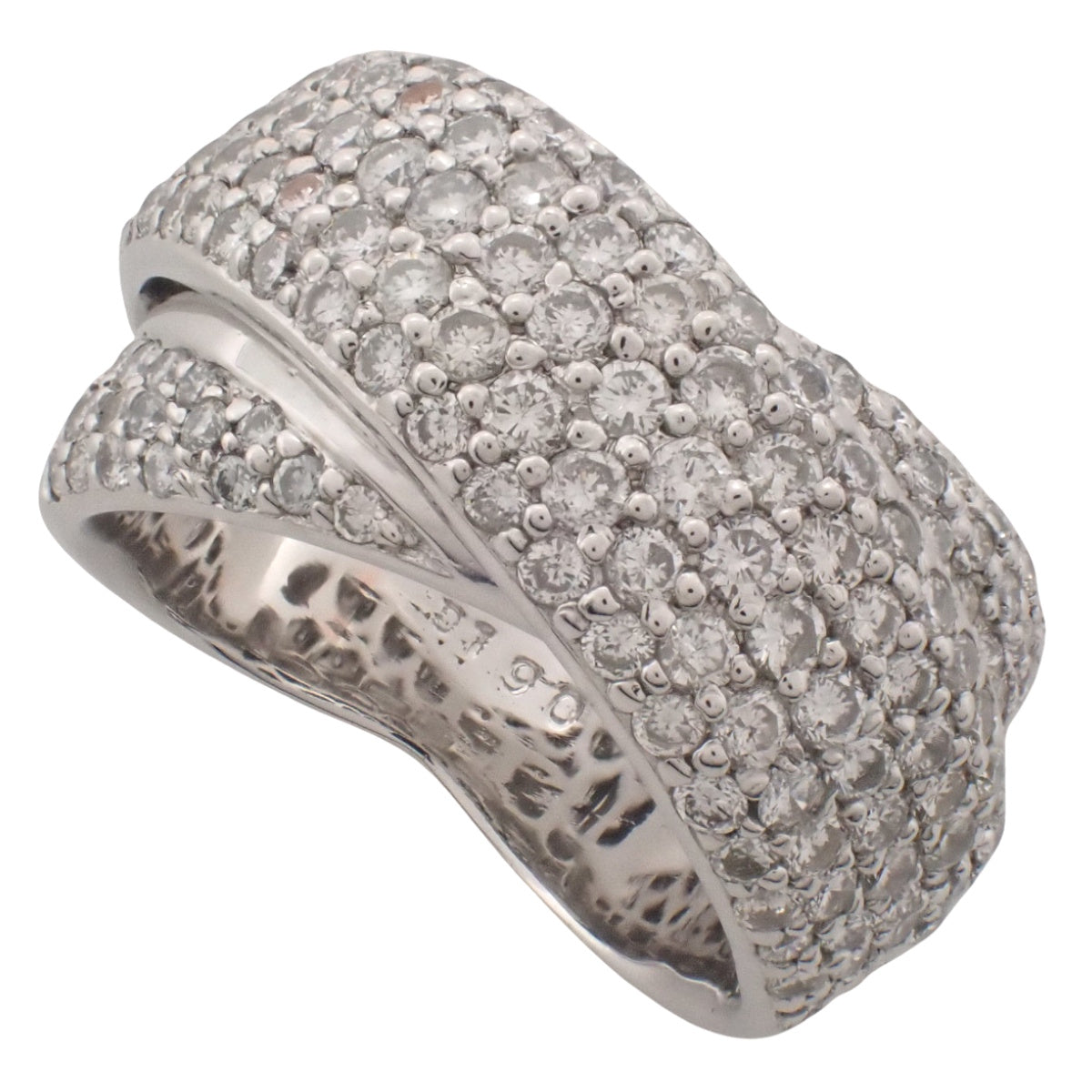 Cross Diamond Ring D1.90 White Gold K18WG Size 12.5 (US 6.5) 14.5g
