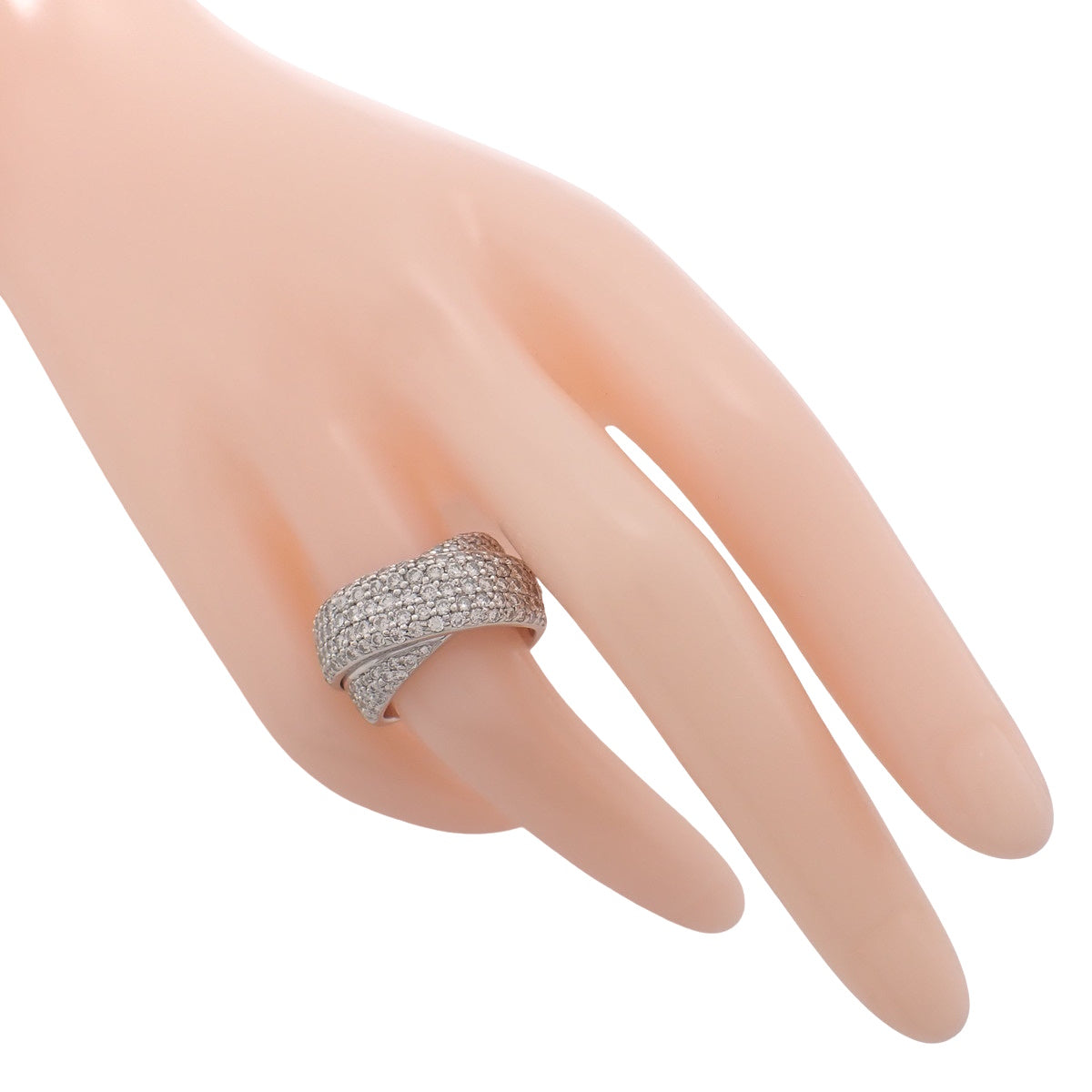 Cross Diamond Ring D1.90 White Gold K18WG Size 12.5 (US 6.5) 14.5g