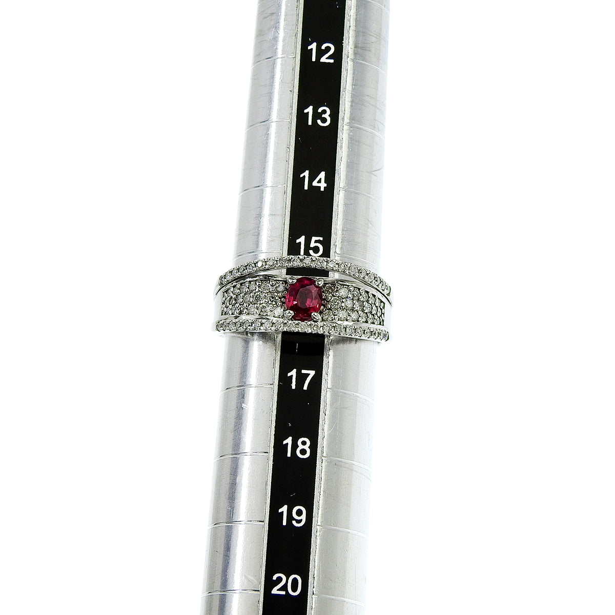 ルビー ダイヤモンド リング R0.48/D0.46 ホワイトゴールド K18WG 16(56)号 6.7g