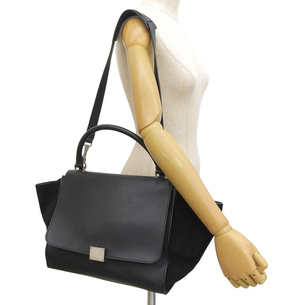 Trapeze Medium Leather Suede Black