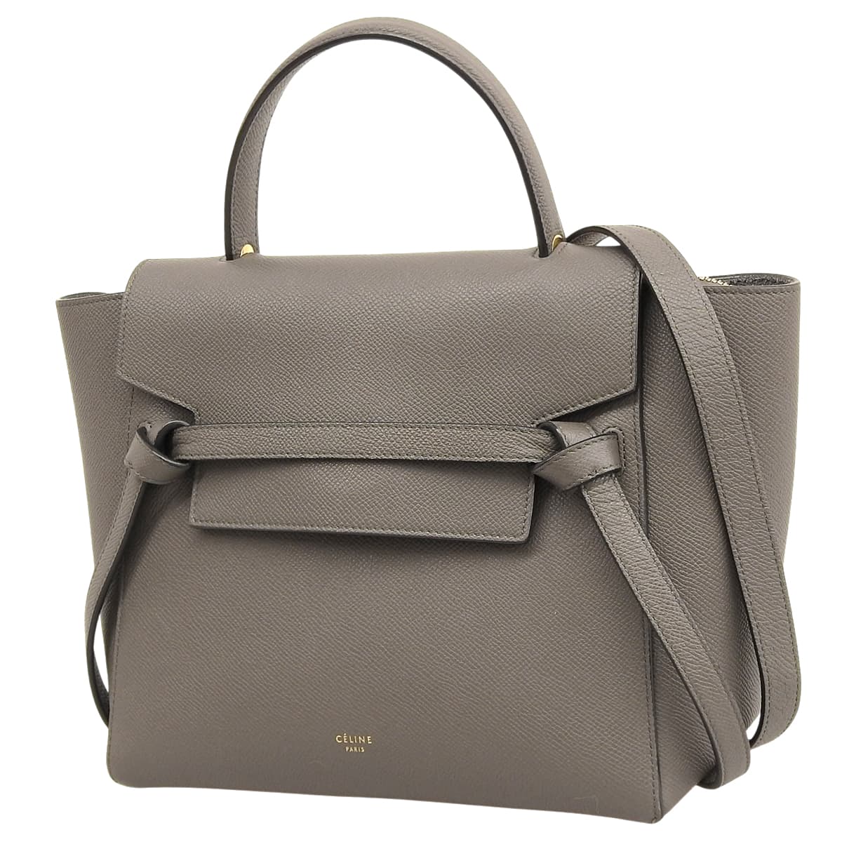 Micro grained calf leather belt bag in grey