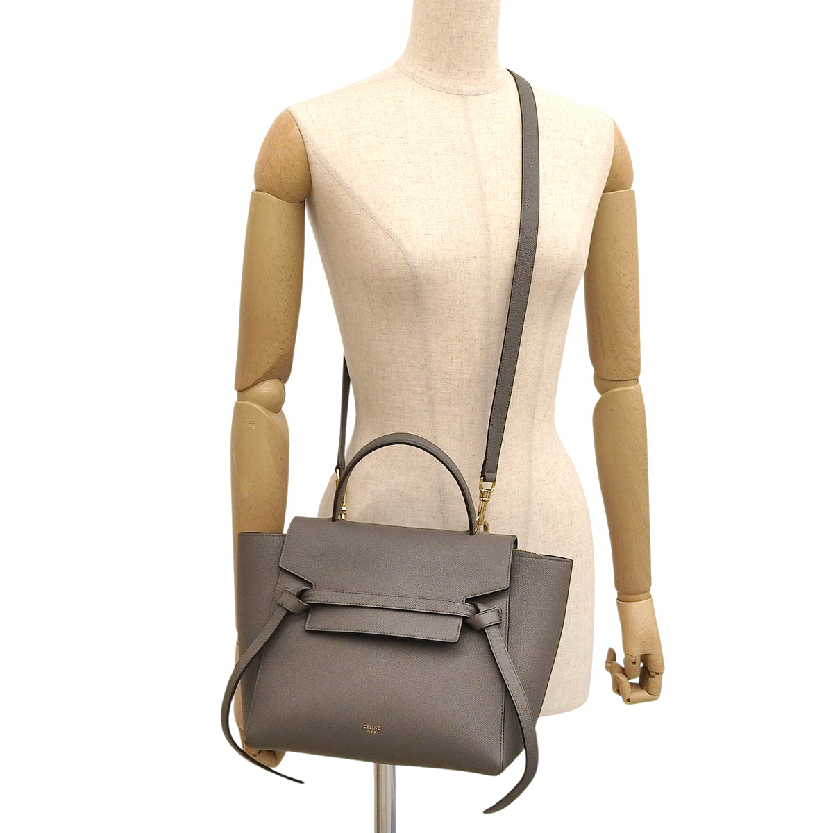Micro grained calf leather belt bag in grey