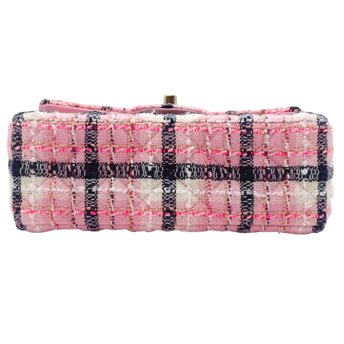 Coco Mark Chain Shoulder Bag Tweed Pink Matelasse 20