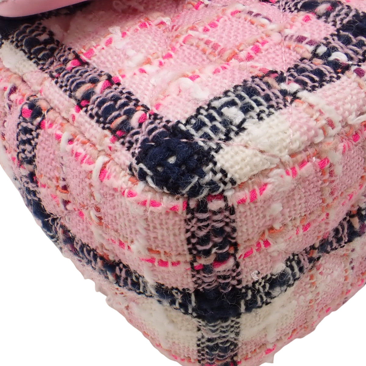 Coco Mark Chain Shoulder Bag Tweed Pink Matelasse 20