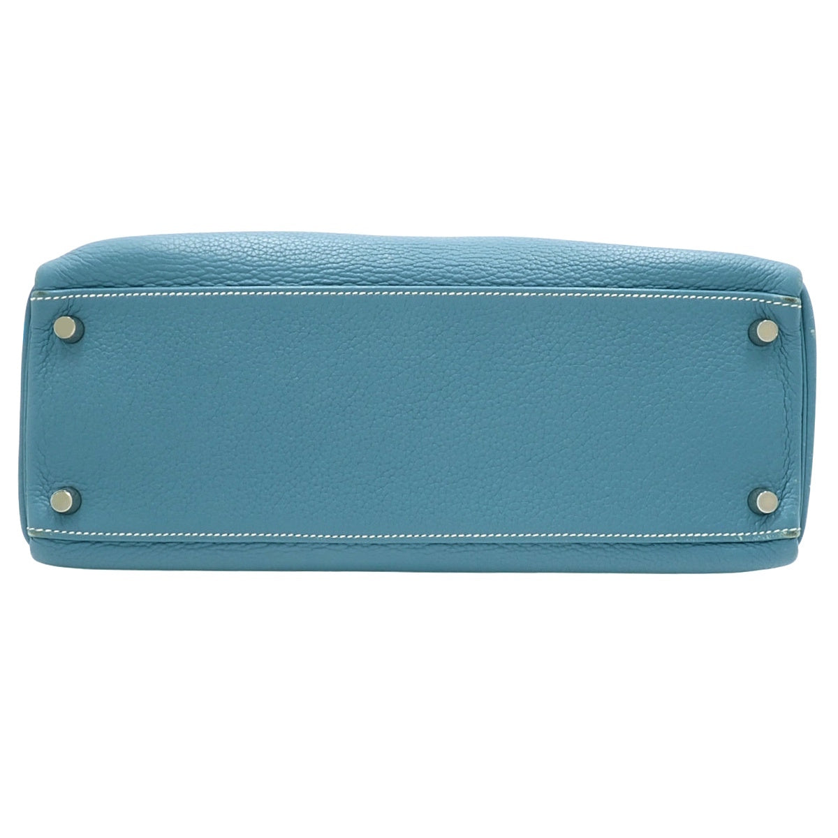 Kelly 32 (inner stitching) Taurillon Clemence leather, palladium hardware, blue jean, L stamp