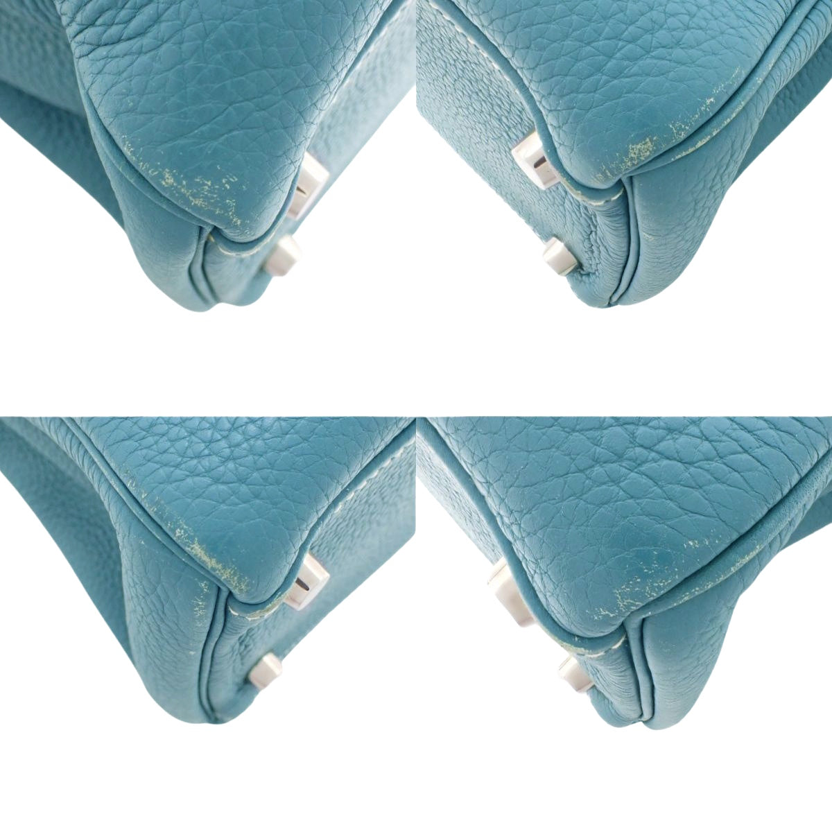 Kelly 32 (inner stitching) Taurillon Clemence leather, palladium hardware, blue jean, L stamp