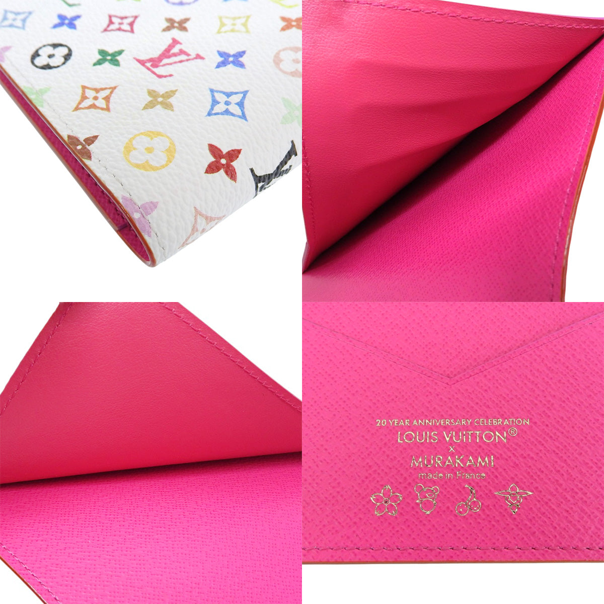 Monogram Multicolore LV x TM Couverture Passport Cover, Monogram Multicolore, White, Multicolore, M14178, Takashi Murakami Collaboration