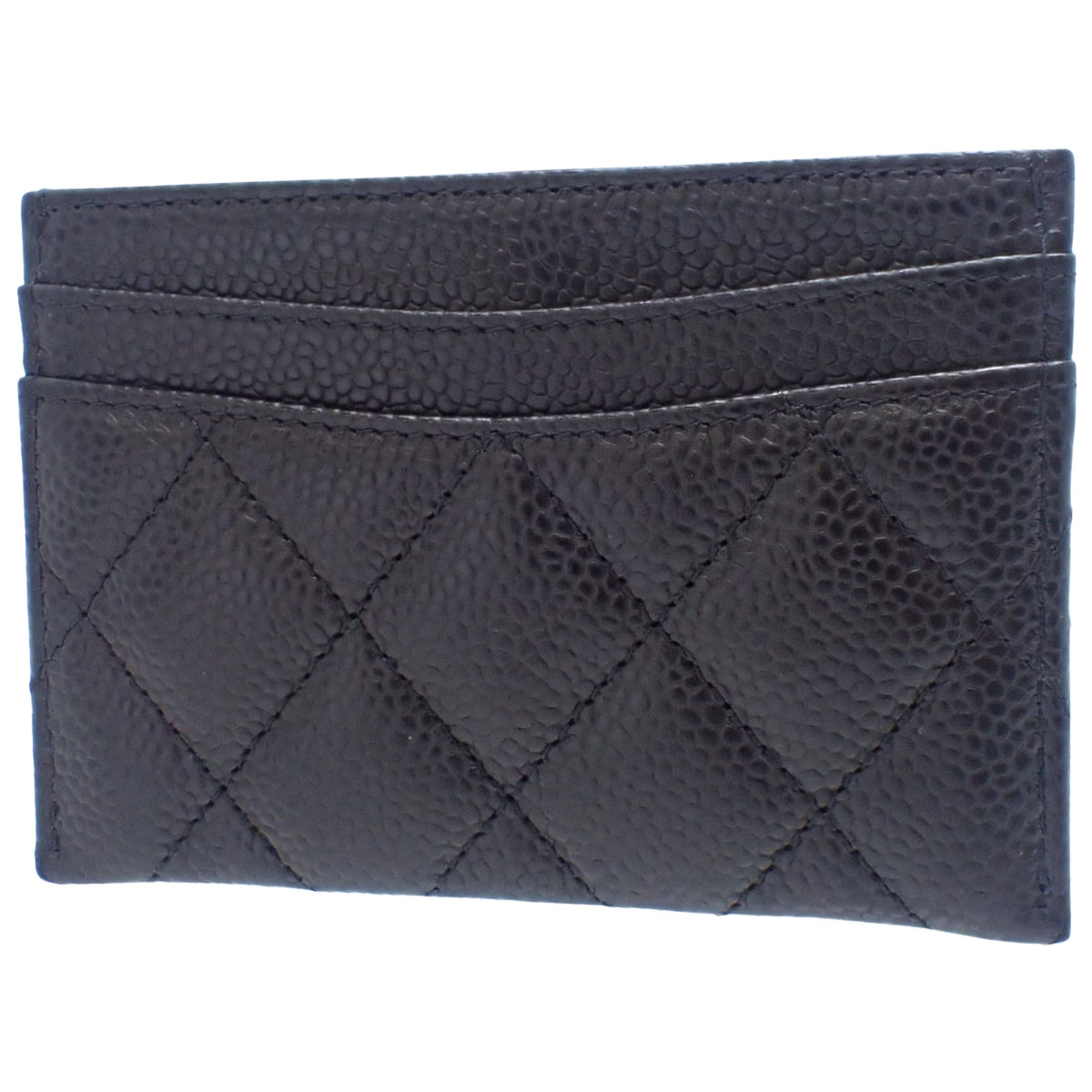 Matelasse Coco Mark Classic Card Case in Caviar Leather, Black, AP0213