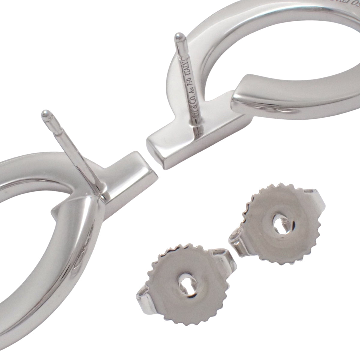 T ワン オープン フープ ピアス ダイヤモンド D0.24/0.24 ホワイトゴールド K18WG 8.3g