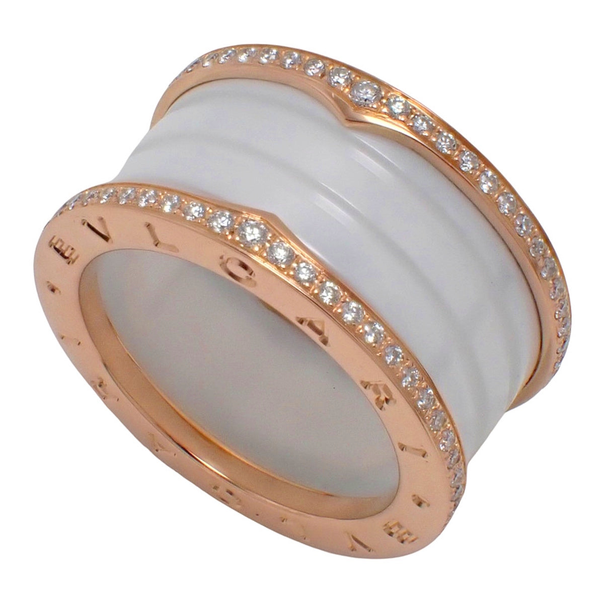 B.zero1 戒指 钻石 玫瑰金 18KPG 白色陶瓷 57 10.0克