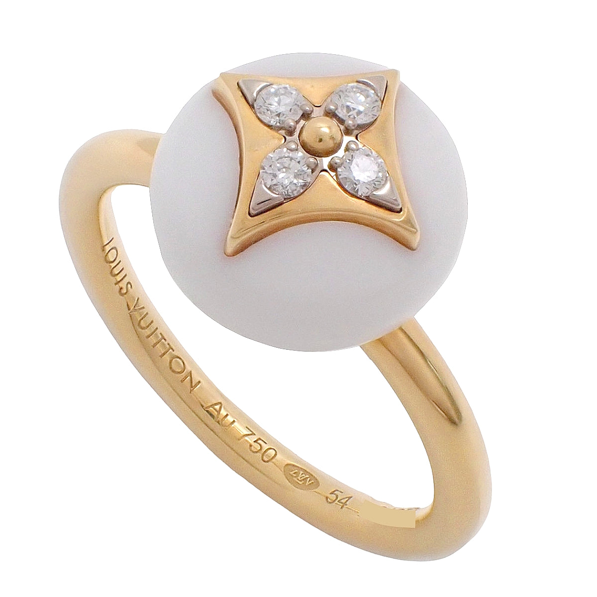 バーグ B ブロッサム リング ダイヤモンド/カルセドニー イエローゴールド K18YG 6.2g