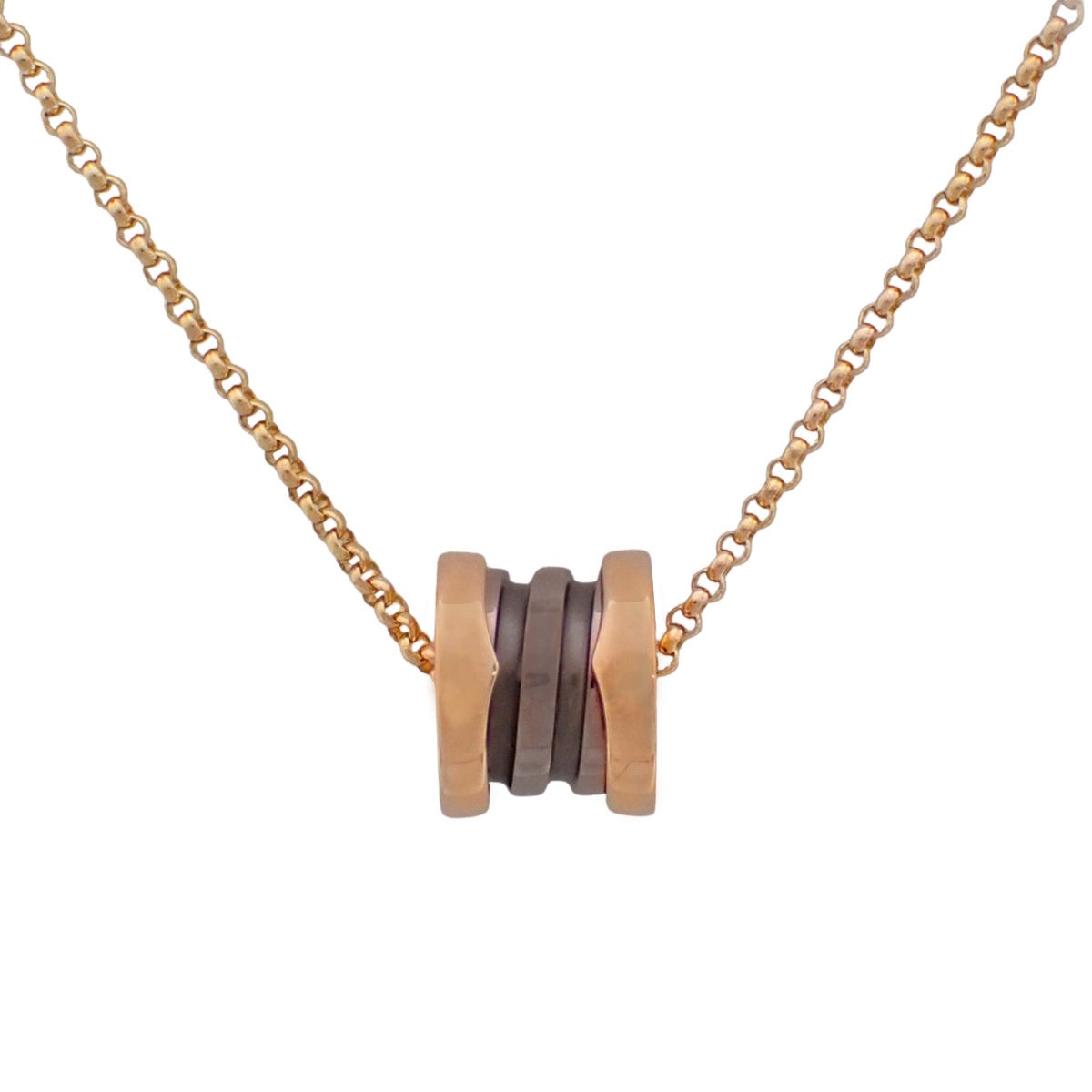 ビー・ゼロワン ネックレス ピンクゴールド K18PG ブロンズセラミック 6.9g