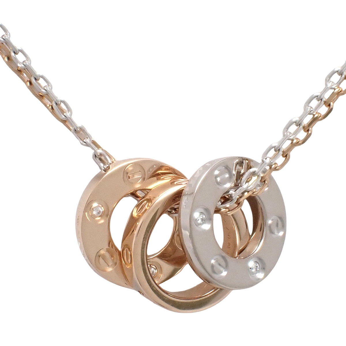 LOVE ネックレス ダイヤモンド6石 ダイヤモンド K18PG WG 8.5g