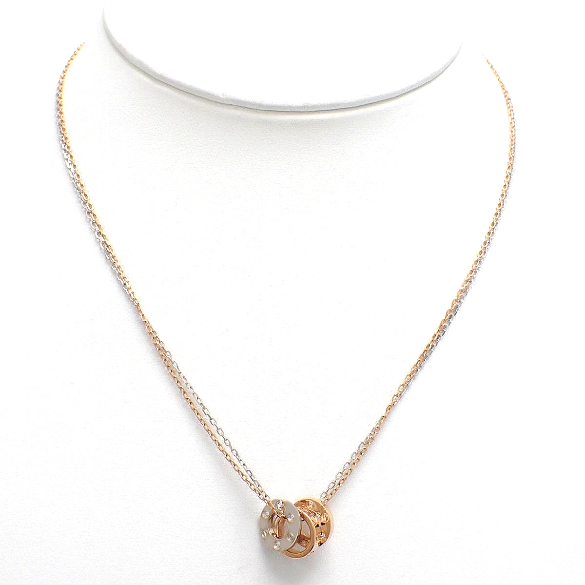 LOVE necklace, 6 diamonds, K18PG WG, 8.5g