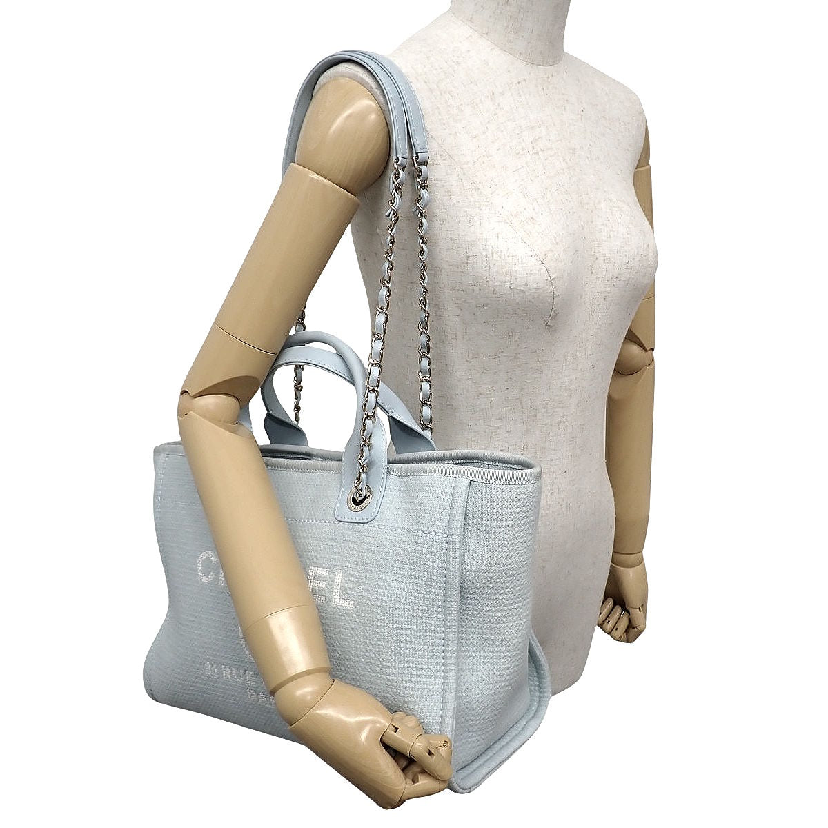 ドーヴィル ショッピング バッグ キャンバス ライトブルー AS3257