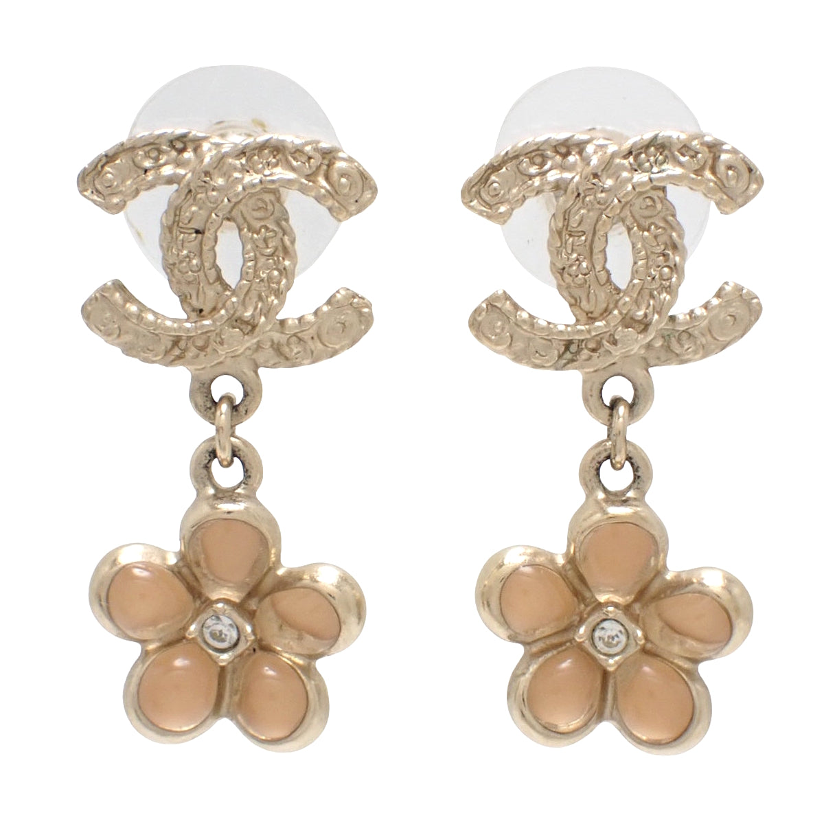 Cocomark Swing Flower Earrings in Metal (GP) with Rhinestones