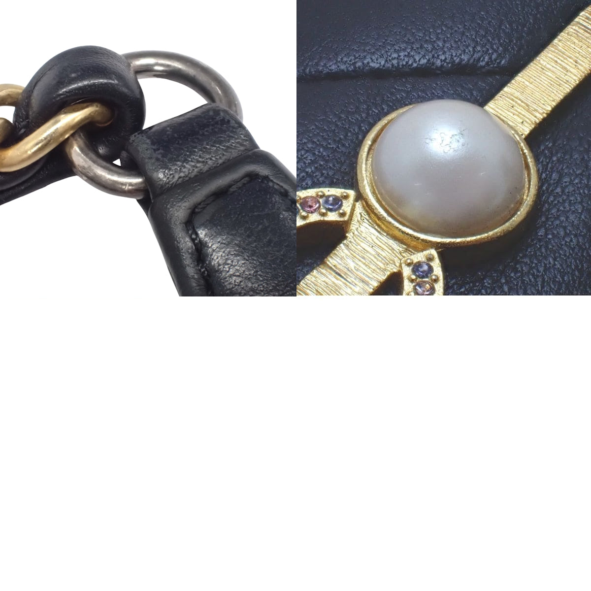 マトラッセ ココマーク チェーンショルダーバッグ ラムスキン ブラック