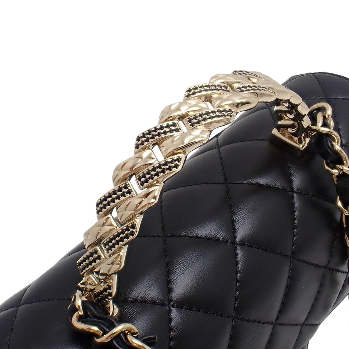 マトラッセ ココマーク チェーンショルダーバッグ ラムスキン ブラック AS4924