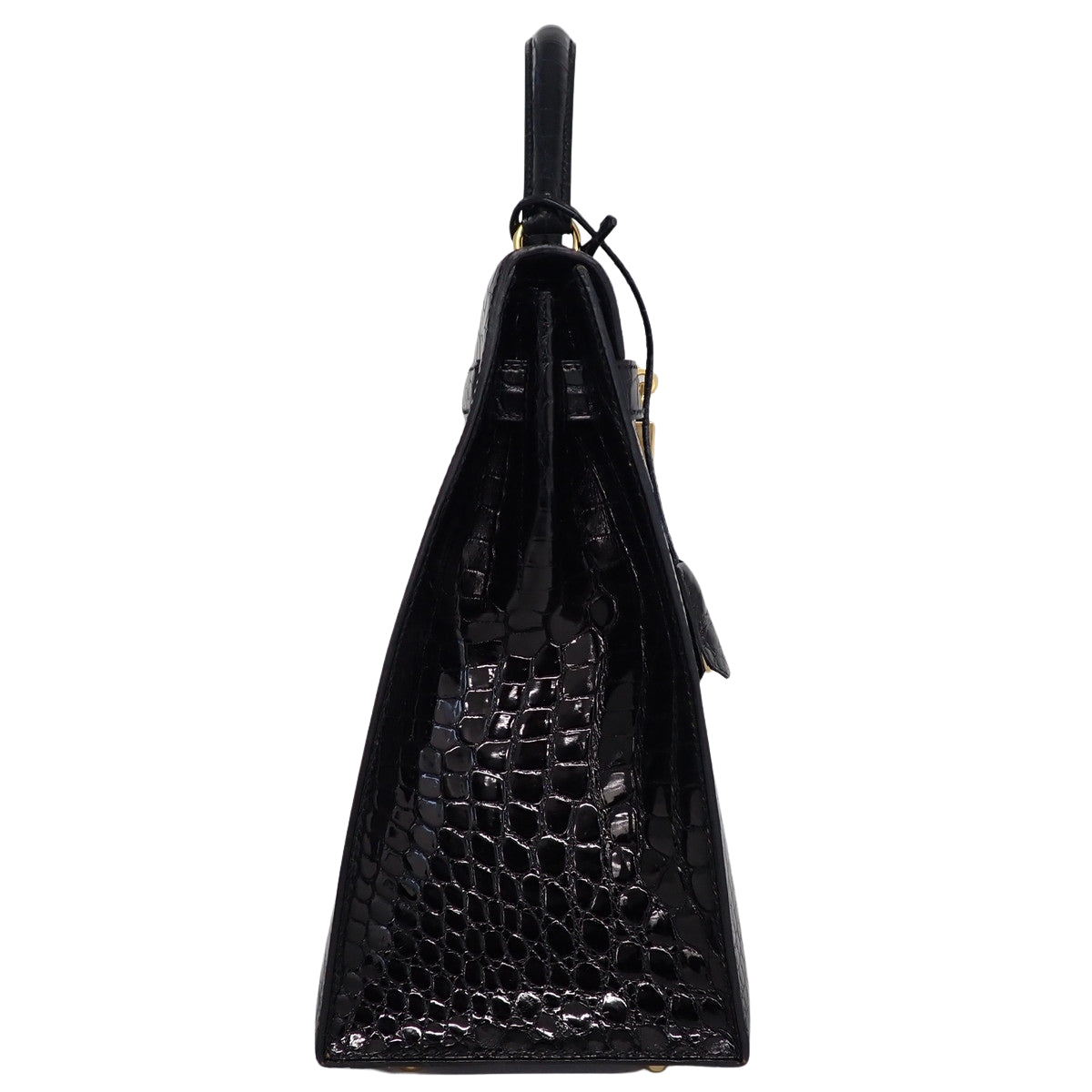 ケリー32 (外縫い) ポロサス クロコダイル ブラック ゴールド金具 〇Y刻印