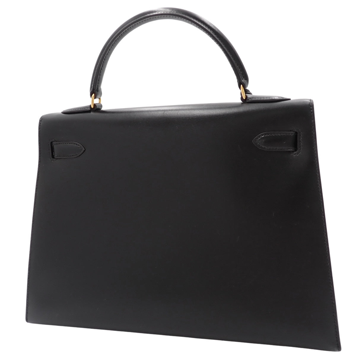 ケリー32 (外縫い) ボックスカーフ ブラック ゴールド金具 〇X刻印