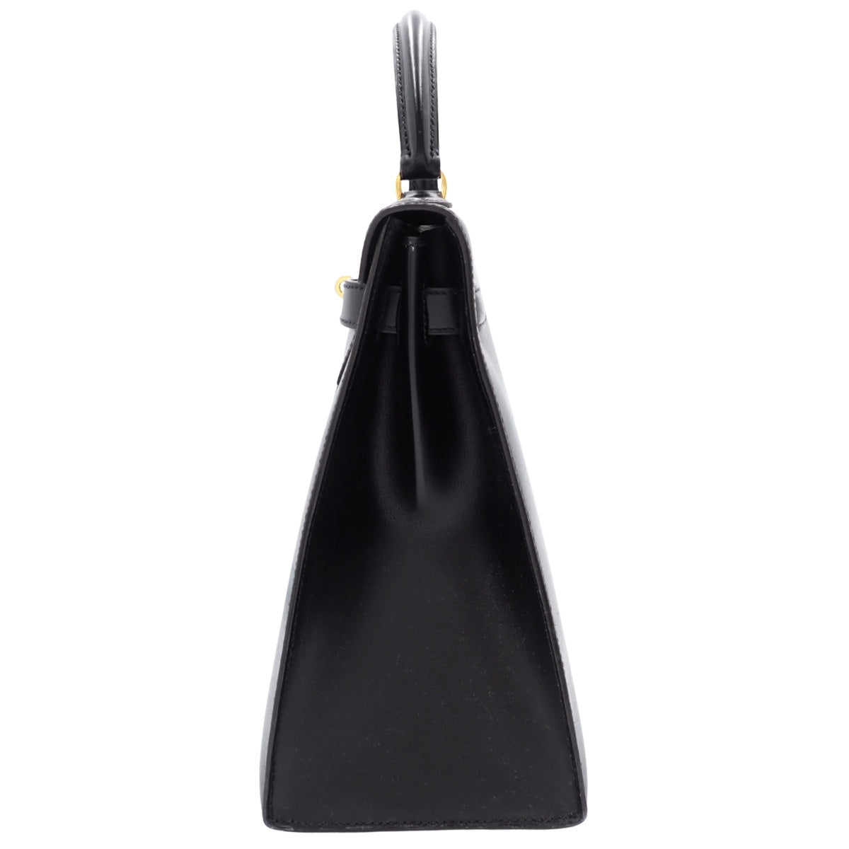 ケリー32 (外縫い) ボックスカーフ ブラック ゴールド金具 〇X刻印