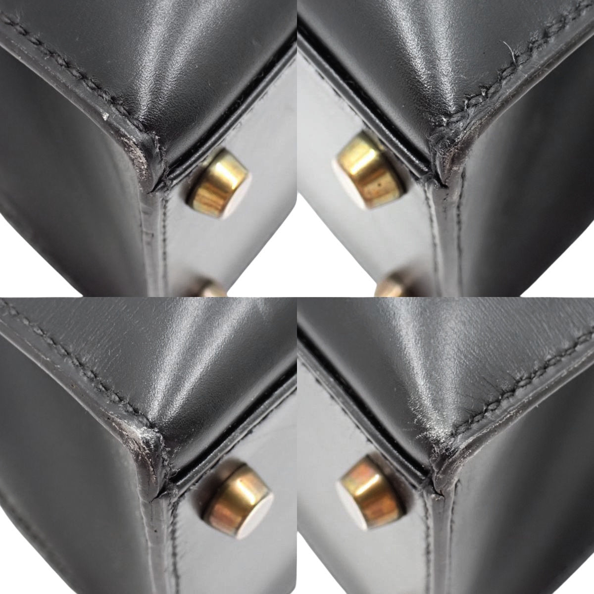 ケリー32 (外縫い) ボックスカーフ ブラック ゴールド金具 〇X刻印