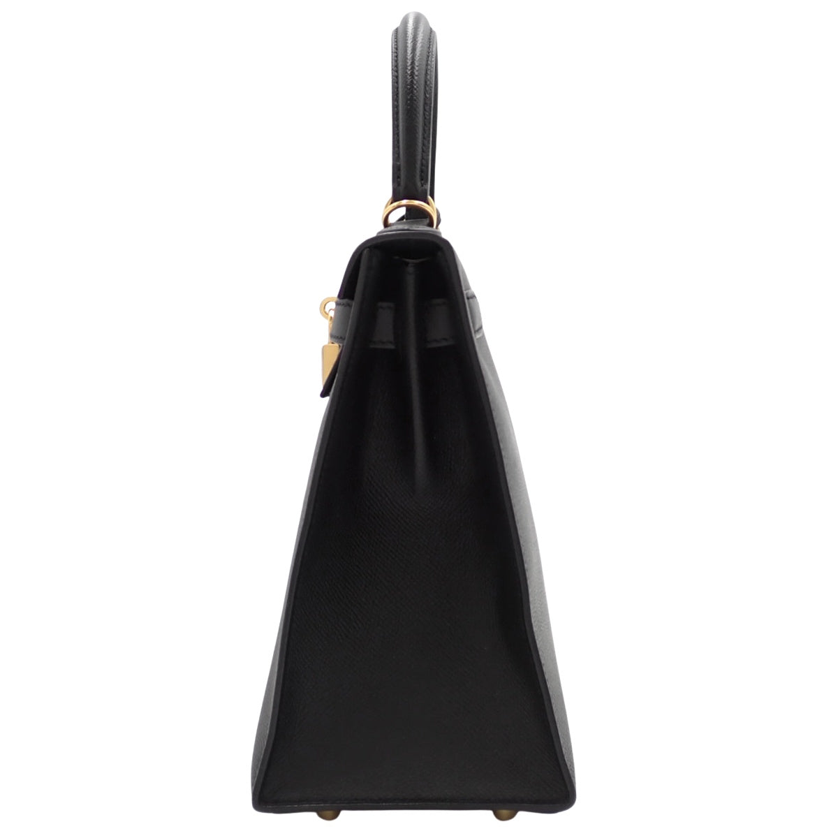 Kelly 28 (Outside Stitching) Veau Epsom Leather Black Gold Hardware A Stamp