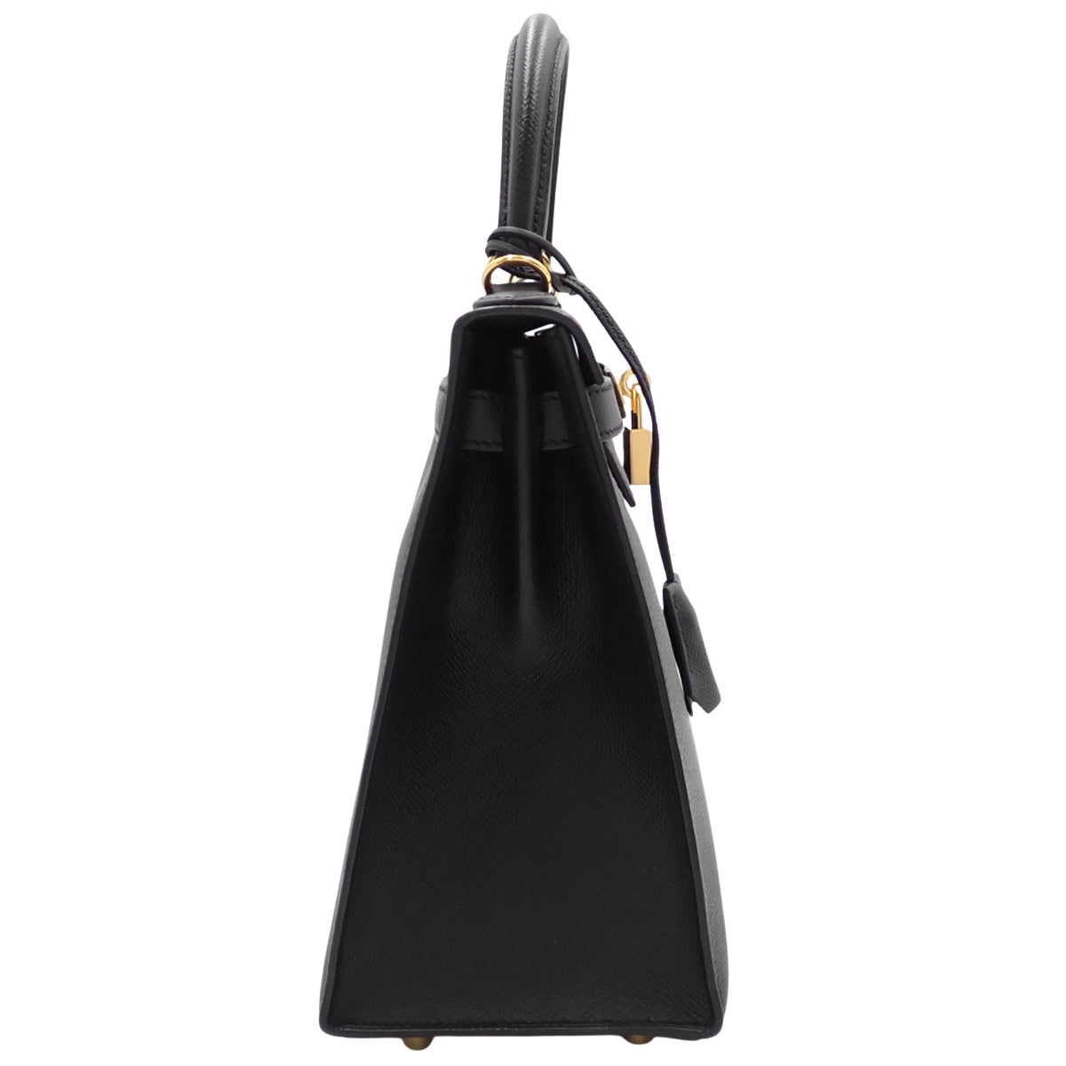 Kelly 28 (Outside Stitching) Veau Epsom Leather Black Gold Hardware A Stamp