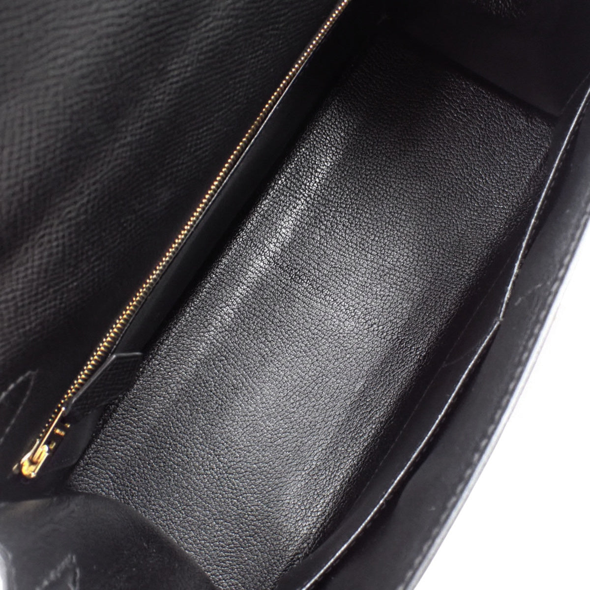 Kelly 28 (Outside Stitching) Veau Epsom Leather Black Gold Hardware A Stamp
