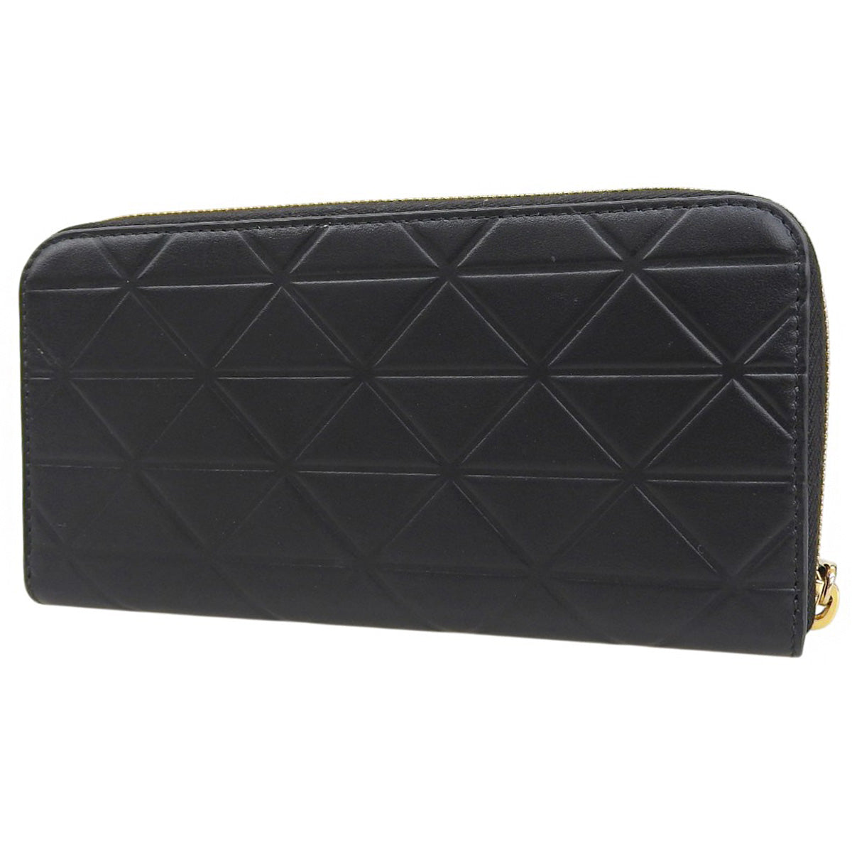 Triangle Logo Long Wallet, Leather, Black, 1ML506