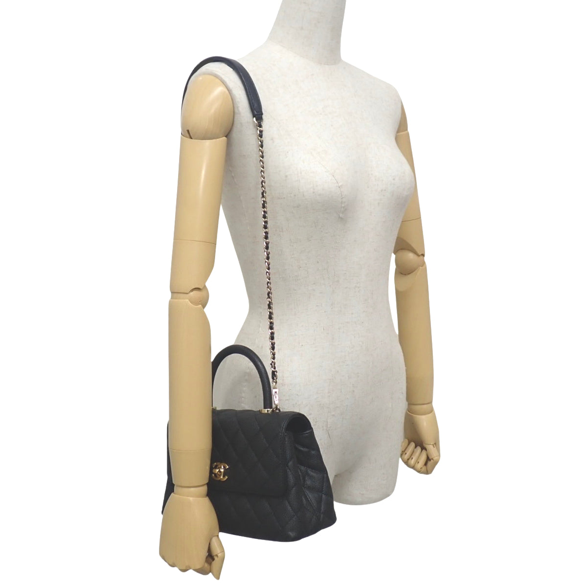 Matelasse Coco Handle XS Caviar Skin Black A92990