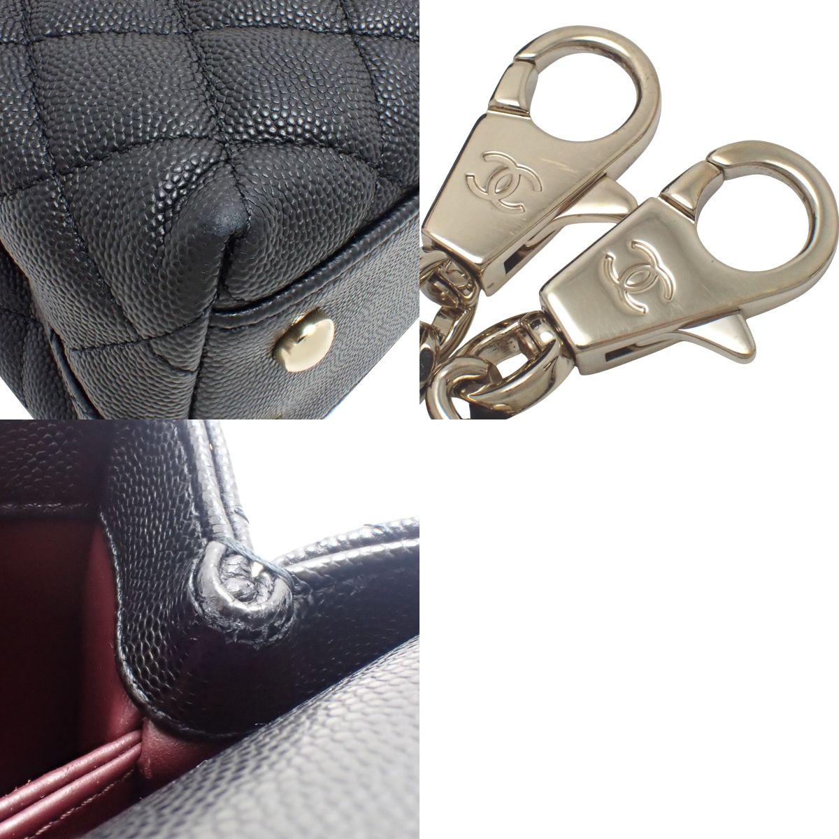 Matelasse Coco Handle XS Caviar Skin Black A92990