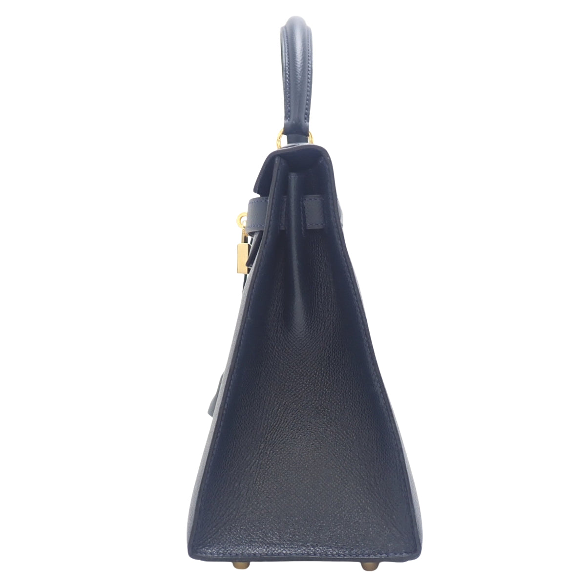 Kelly 28 (External Stitching) Kushvel Blue Indigo with Gold Hardware and X Stamp