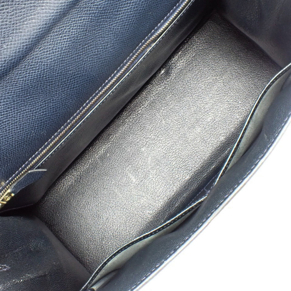 Kelly 28 (External Stitching) Kushvel Blue Indigo with Gold Hardware and X Stamp