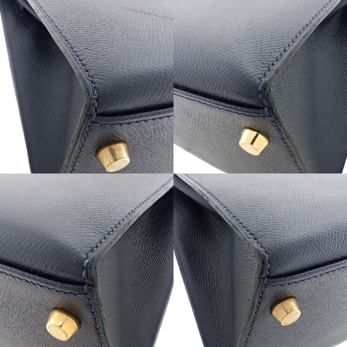 Kelly 28 (External Stitching) Kushvel Blue Indigo with Gold Hardware and X Stamp