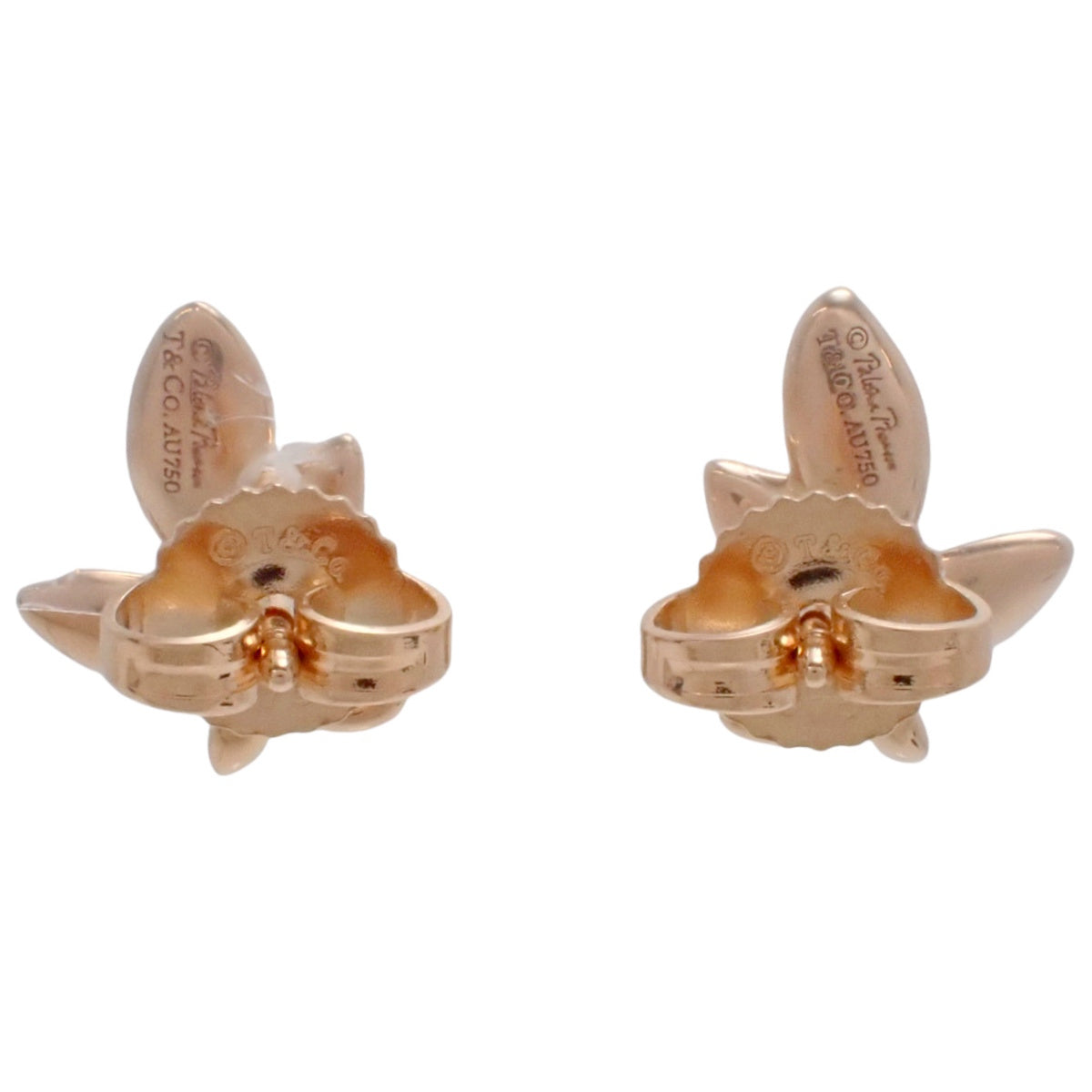 橄榄叶耳钉 钻石 玫瑰金 K18PG 2.0克