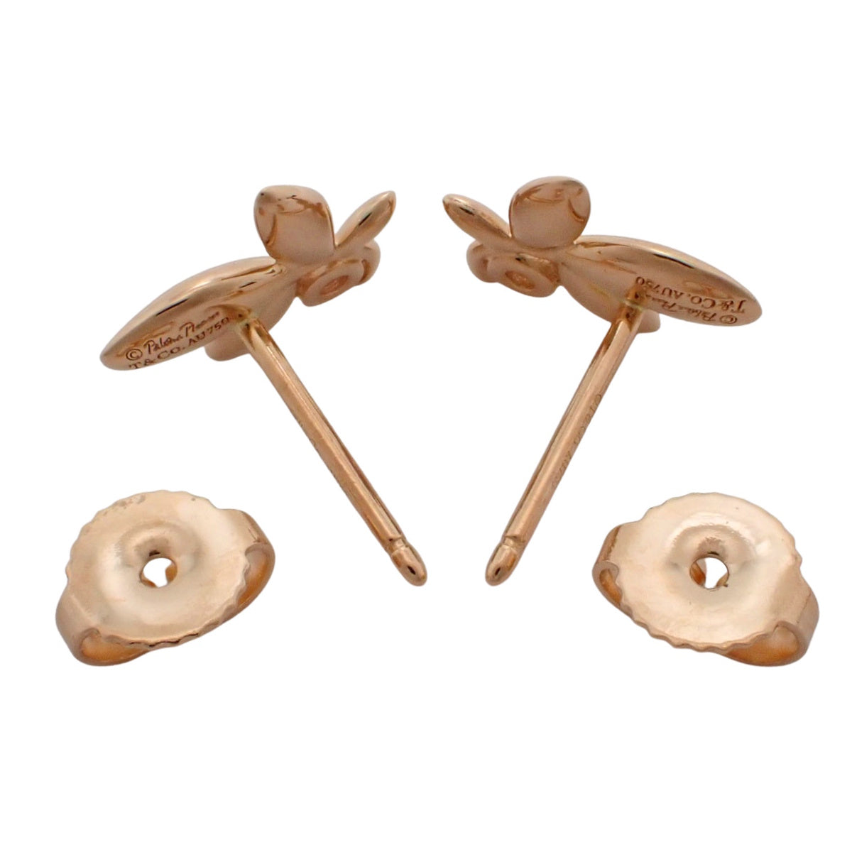 橄榄叶耳钉 钻石 玫瑰金 K18PG 2.0克