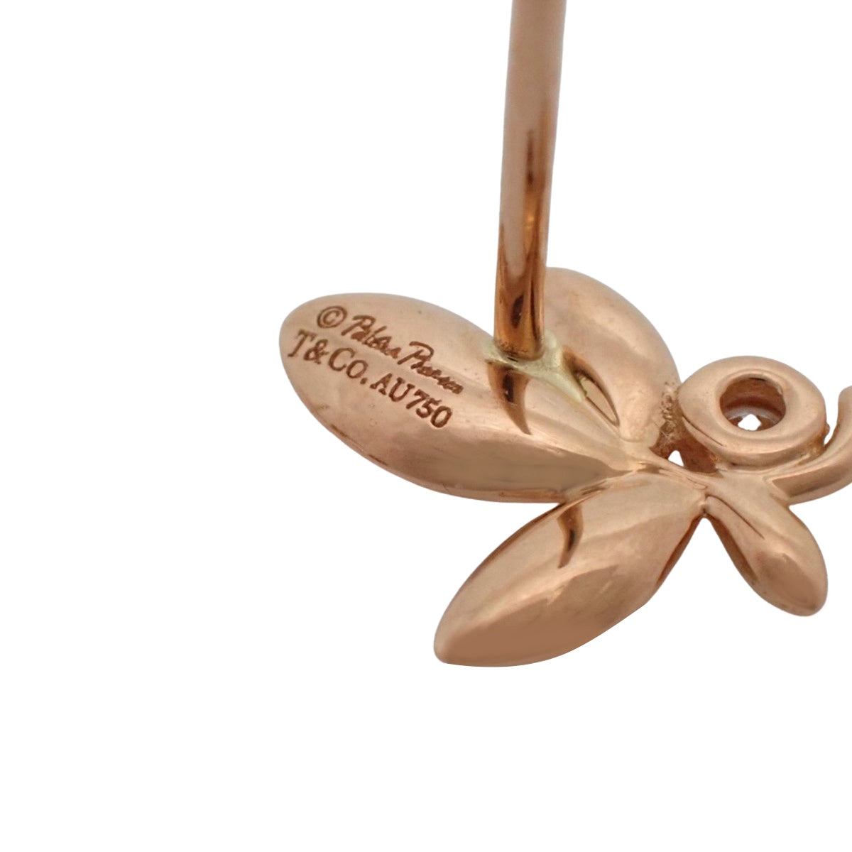 橄榄叶耳钉 钻石 玫瑰金 K18PG 2.0克