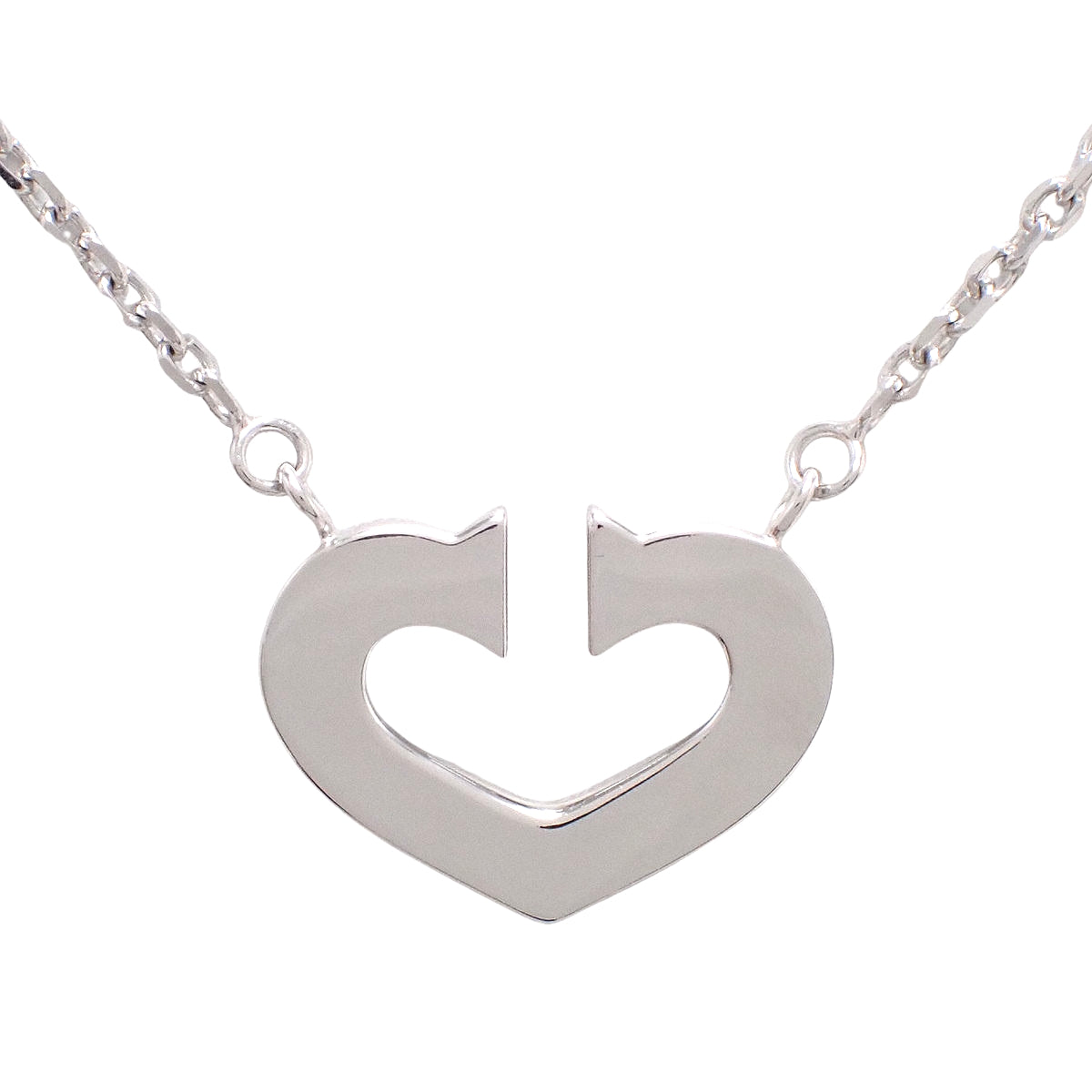 Cハート ネックレス ホワイトゴールド K18WG 7.2g