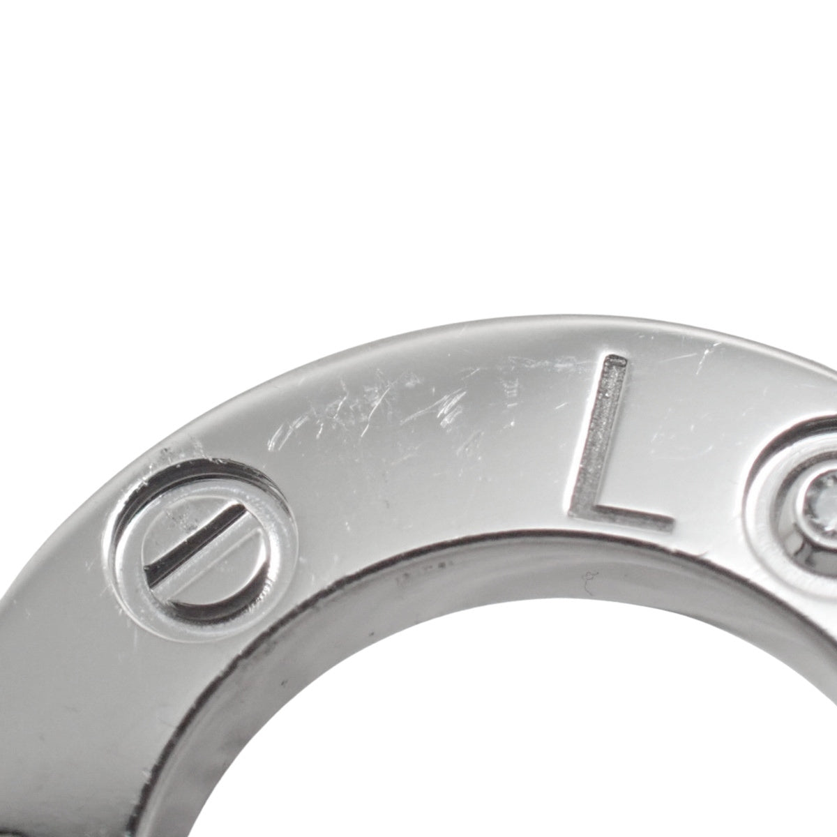 LOVE Necklace, 2 Diamonds, White Gold K18WG, 6.4g