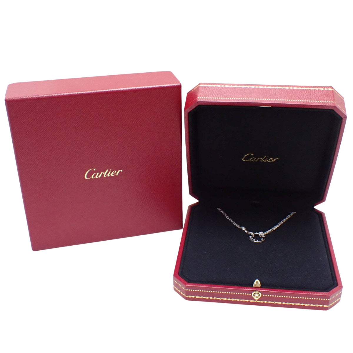 LOVE Necklace, 2 Diamonds, White Gold K18WG, 6.4g